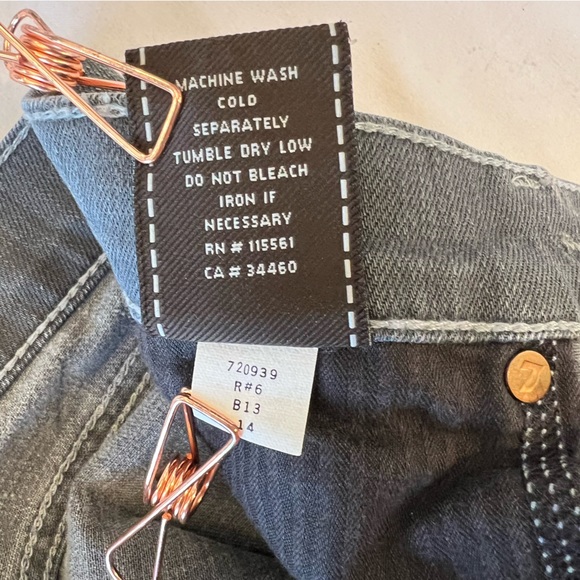 7 For All Mankind Kate Grey Rainbow Stitching Slim Denim Jeans Size 14 - Picture 12 of 16